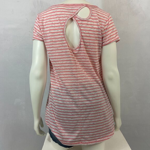 Calvin Klein Women's Top Scoop Neck Short Sleeve Striped Sz M Teardrop Back NWOT - Picture 4 of 8